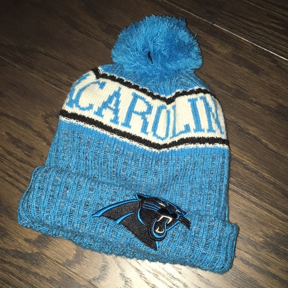 New Era Carolina Panthers sewn NFL shield Ski Knit Youth Football Snowboard Cap
